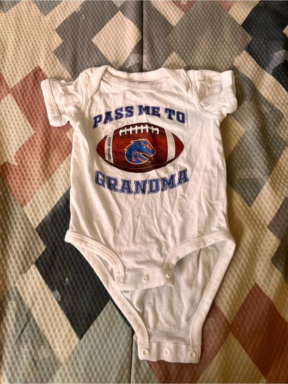 White 'Pass Me to Grandma' Football Baby One-Piece Bodysuit